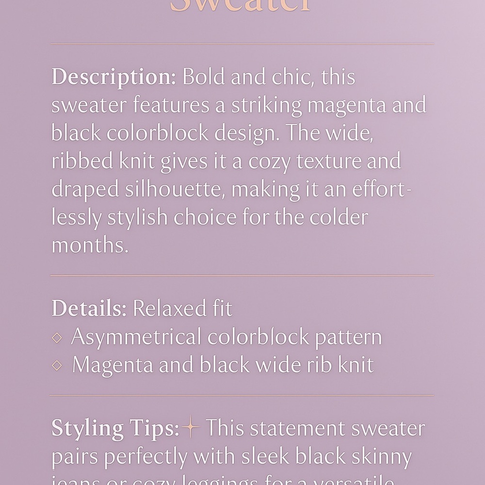 Colorblock Sweater - Pink and Black - Picture 5 of 7